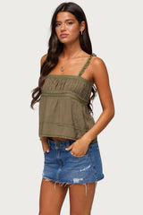Mable Lacey Straight Neck Tank Top