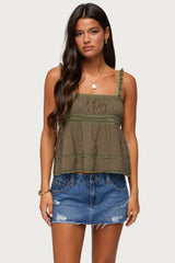 Mable Lacey Straight Neck Tank Top