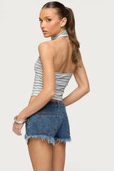 Kay Striped High Neck Halter Top