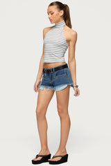 Kay Striped High Neck Halter Top
