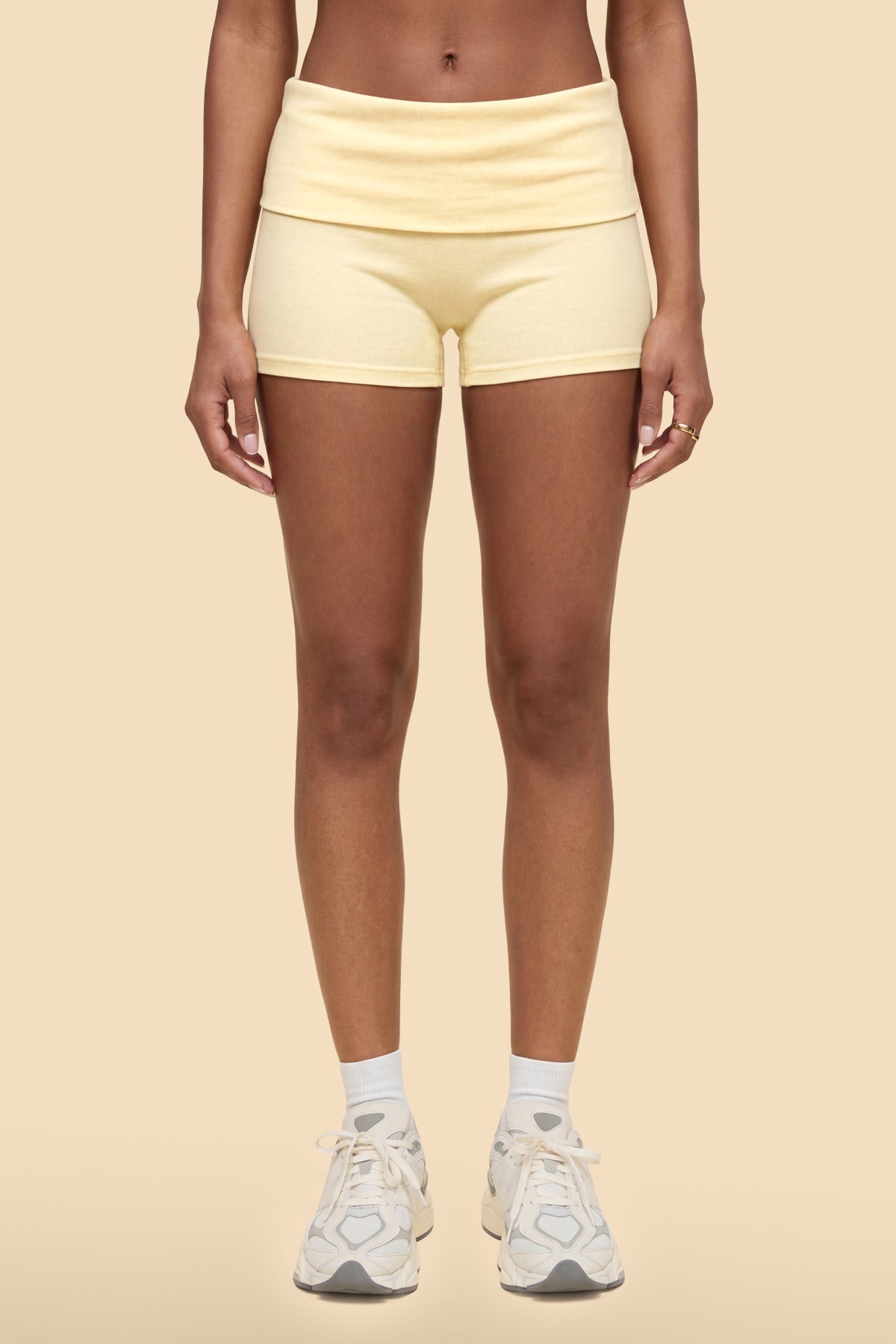 Audrea Ribbed Foldover Biker Shorts