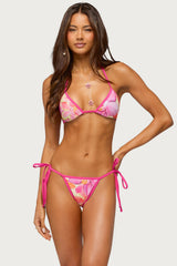 Hanai Floral Rhinstone Triangle Bikini Top