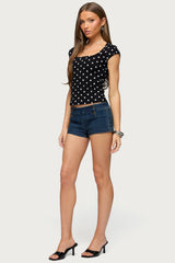 Mookie Square Neck Polka Dot Top