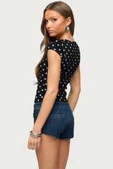 Mookie Square Neck Polka Dot Top