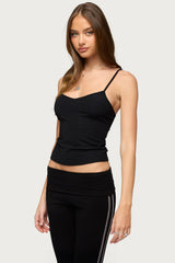 Yolena Ribbed V Neck Tank Top