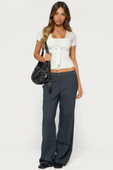 Ayve Eyelet Waist Straight Leg Trousers