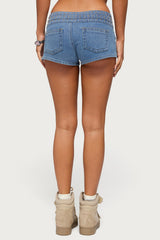 Odetta Studded Low Rise Denim Shorts