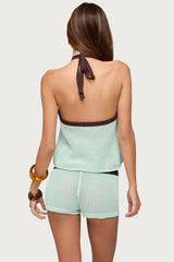 Loli Ring Contrast Knit Halter Top