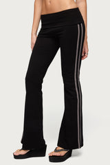 Charly Foldover Stripey Flared Trousers