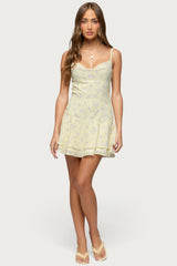 Daphna Floral Chiffon Mini Dress
