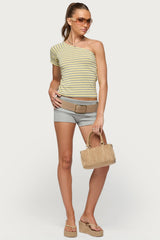 Eulia One Shoulder Striped Top