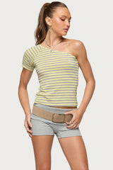 Eulia One Shoulder Striped Top