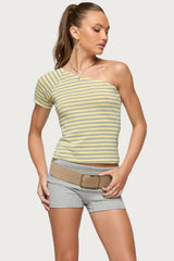Eulia One Shoulder Striped Top