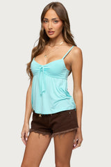 Michey Tie Front Babydoll Tank Top
