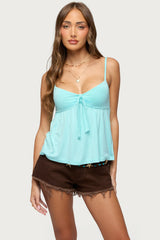 Michey Tie Front Babydoll Tank Top