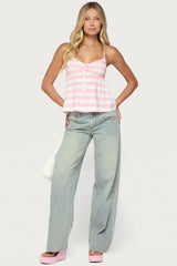 Michey Tie Front Babydoll Tank Top