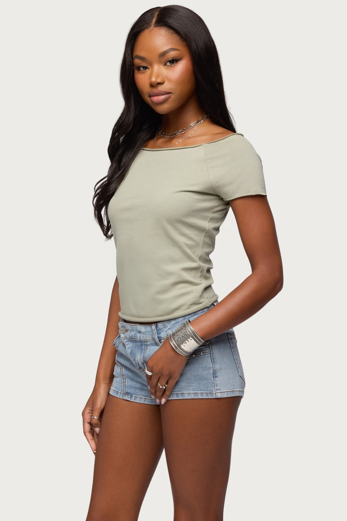 Kamalah Boat Neck Cotton T Shirt