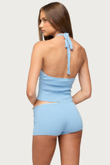 Nataly Button Knit Halter Top