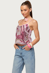 Ceren Abstract Sequin Tank Top