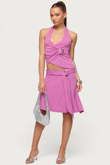Fiori Buckle Asymmetric Wrap Top
