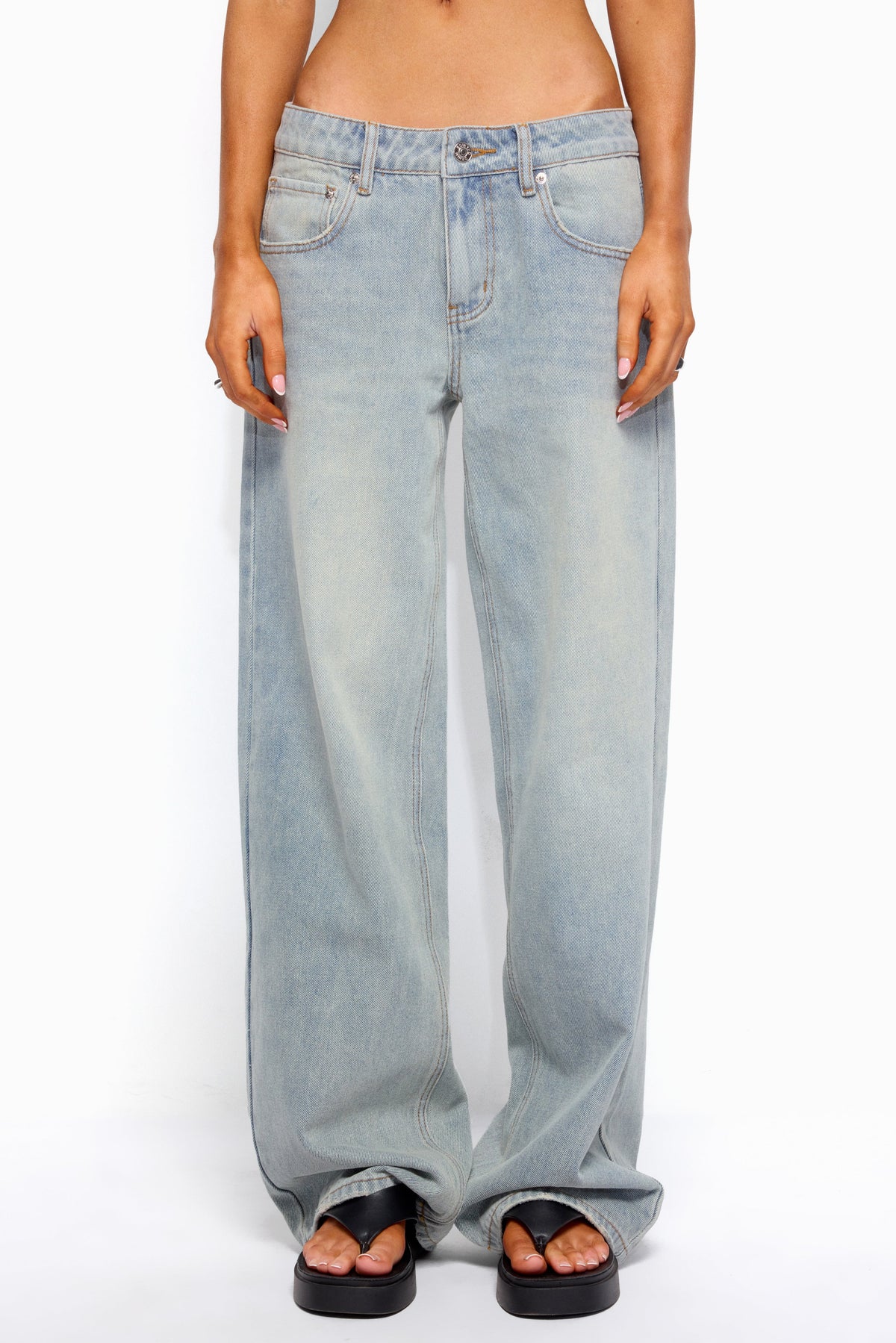 Quintie Mid Rise Straight Leg Jeans