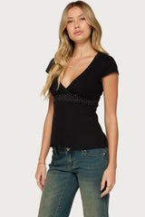 Arla Polka Dot V Neck Top