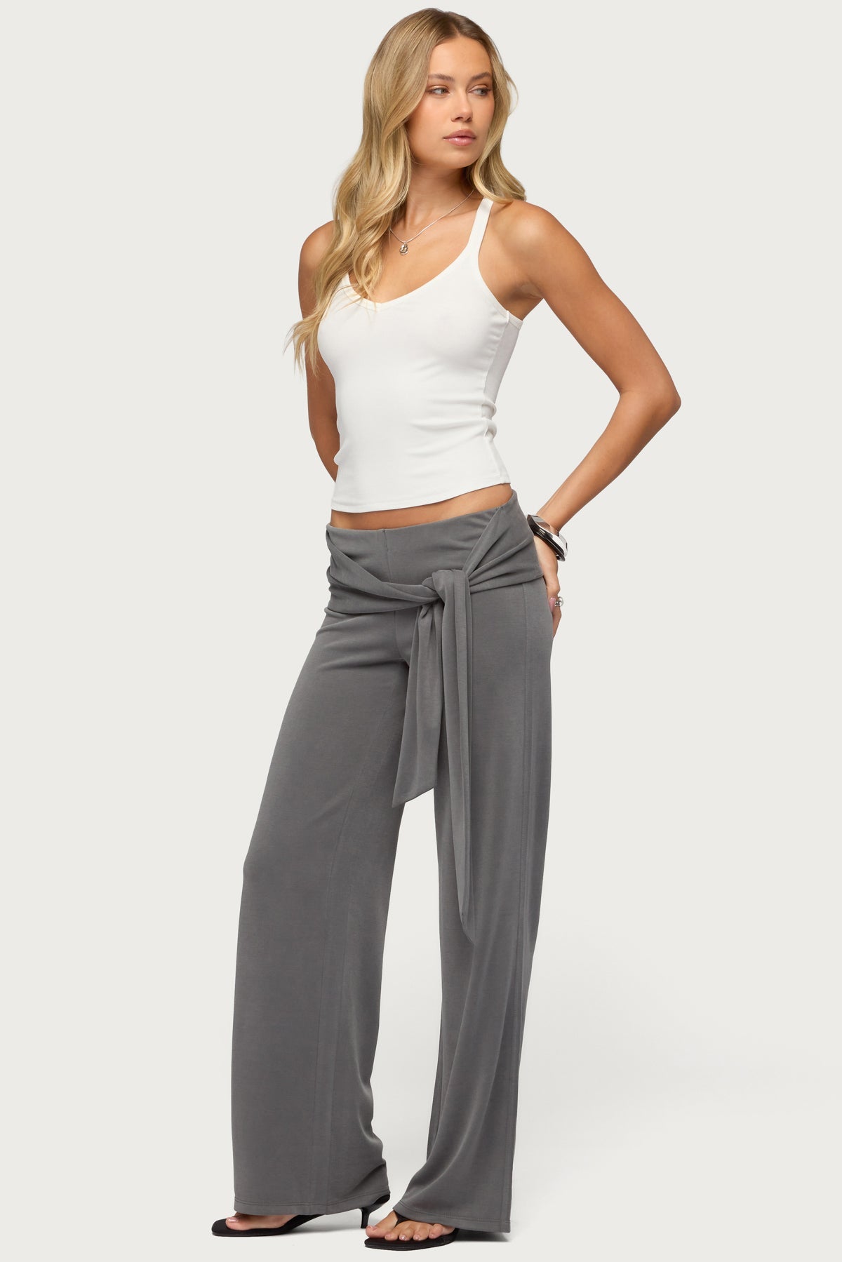 Juliena Ribbed V Neck Tank Top