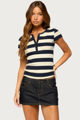 Rhianon Striped Henley Top
