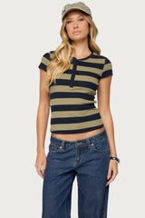 Rhianon Striped Henley Top
