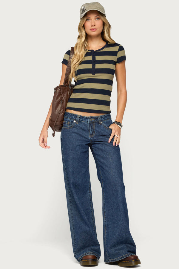 Rhianon Striped Henley Top view 2
