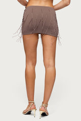 Cheryl Beaded Fringe Mini Skirt