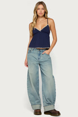 Grazi Contrast Stitch Babydoll Tank Top