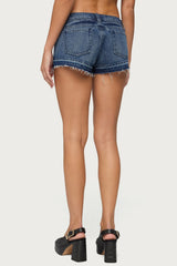 True Low Rise Denim Micro Shorts