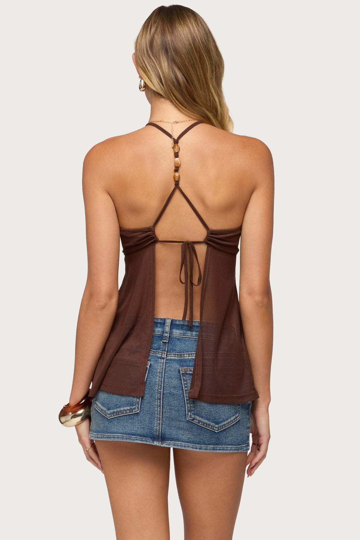 Alesi Beaded Tie Back Top