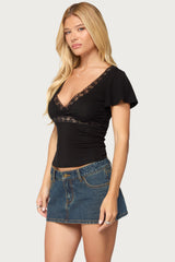 Yvetta Lacey Flutter Sleeve Top