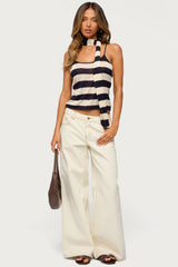Striped Two Piece Scarf Tank Top