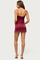 Floria Fringe Satin Effect Mini Dress