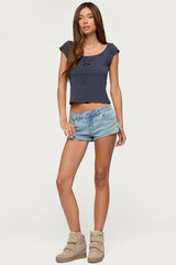 Pera Wide Scoop Neck Tie Top
