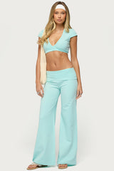 Wide Leg Foldover Trousers