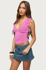 Cady Drawstring V Neck Tank Top
