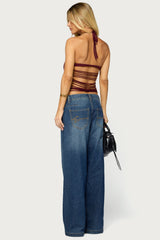 Minsoo Shredded Back Halter Top