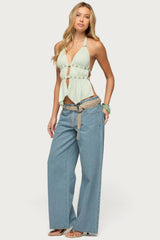 Izora Button Split Front Top