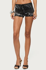 Cathy Bead & Sequin Micro Shorts