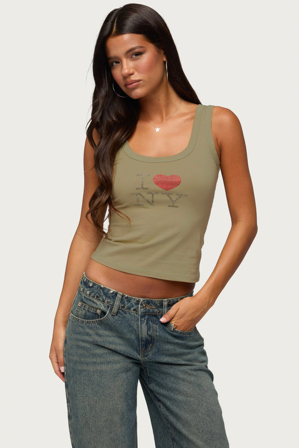 I Heart NY Rhinestone Tank Top view 1