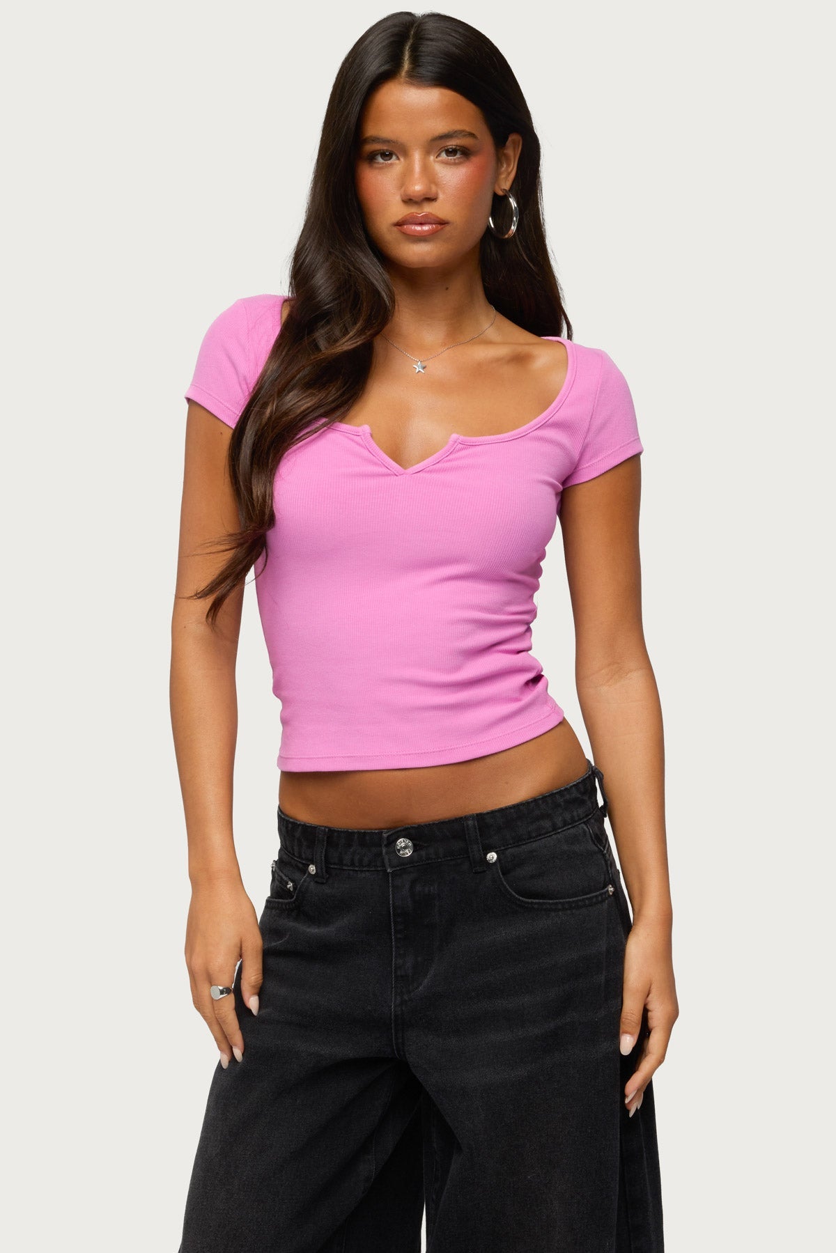 Jeanna Notch Scoop Neck T Shirt