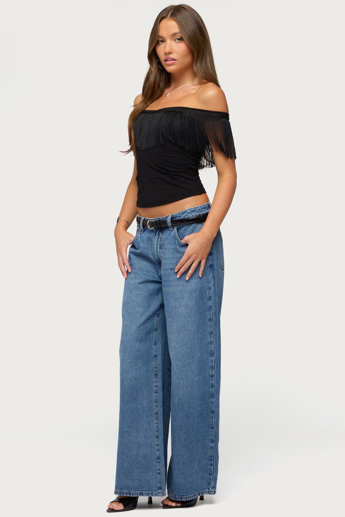 Catelina Fringe Off Shoulder Top