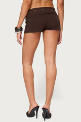 Fontey Studded Ribbed Foldover Shorts