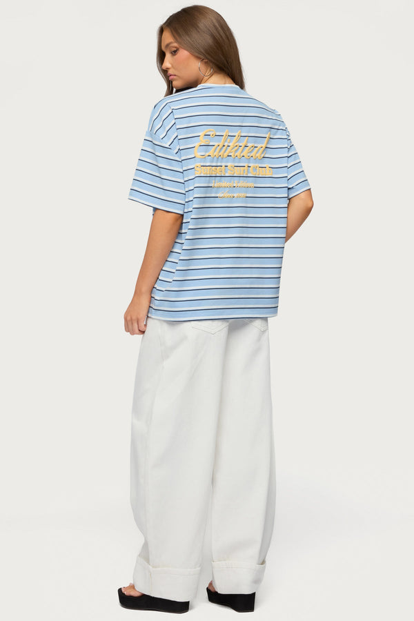 Chill Girl Striped Oversized T Shirt