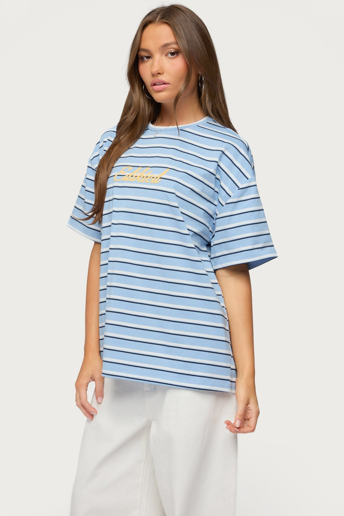 Chill Girl Striped Oversized T Shirt