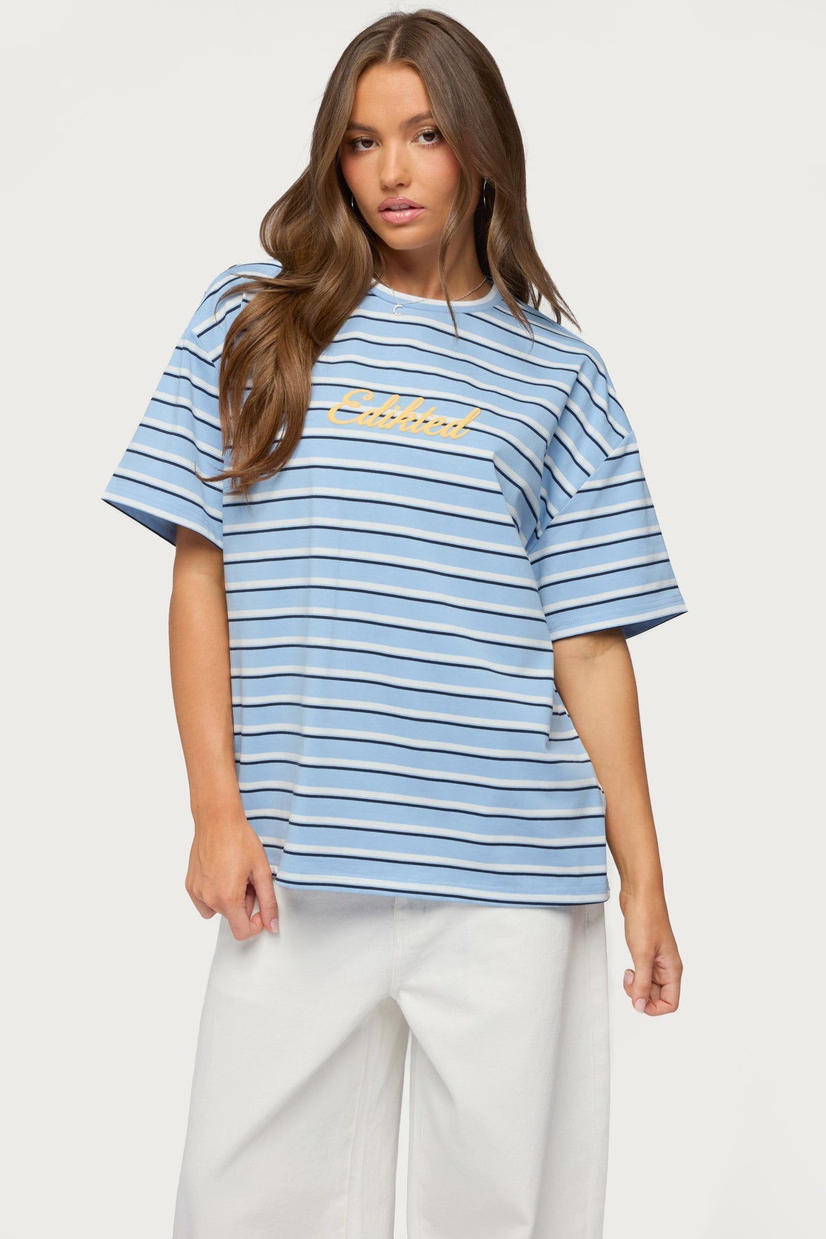 Chill Girl Striped Oversized T Shirt